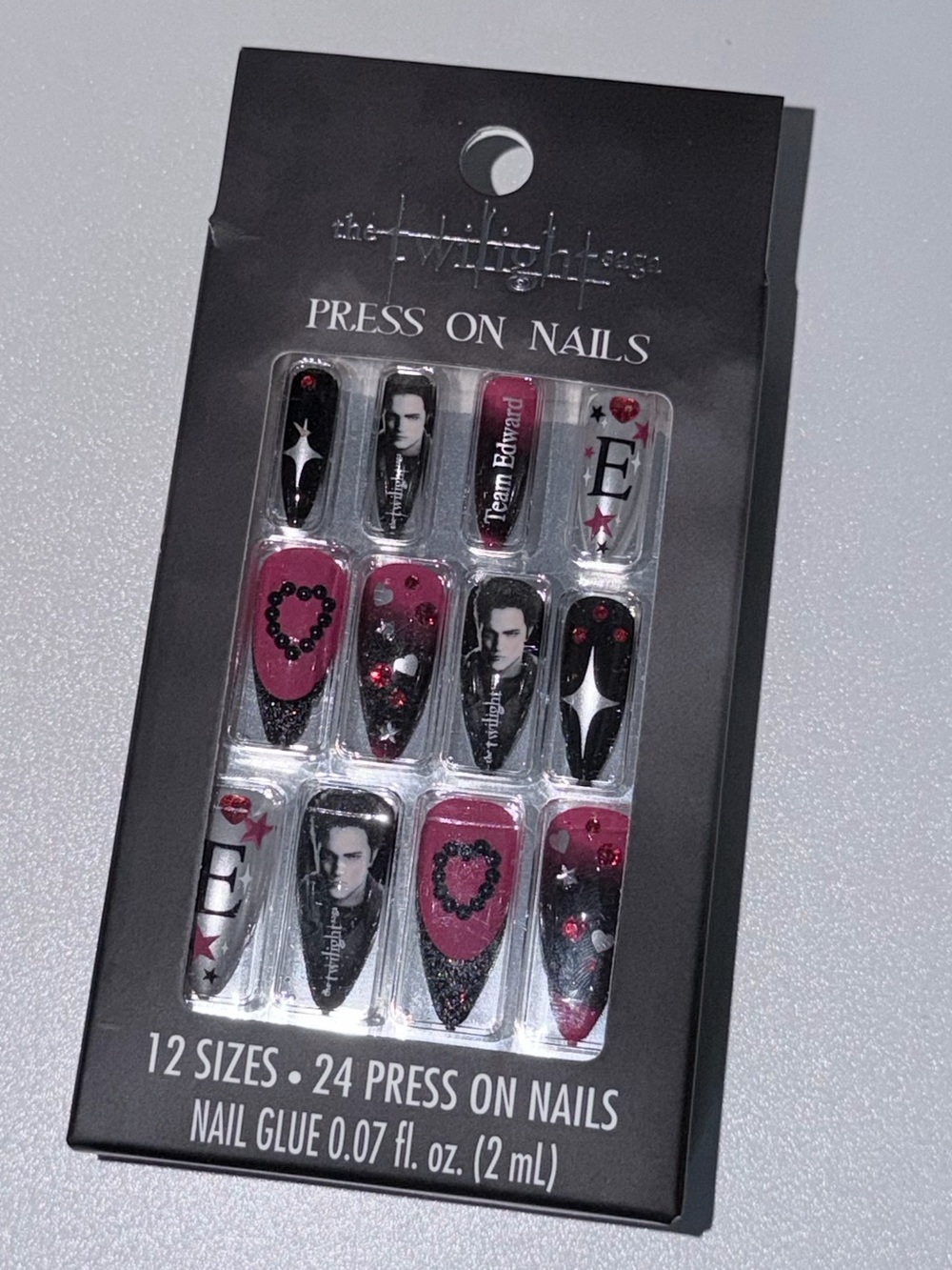 Hot Topic Press-On Nails - Black & Pink Twilight Set